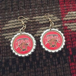 Fun University of Maryland bottle cap earrings